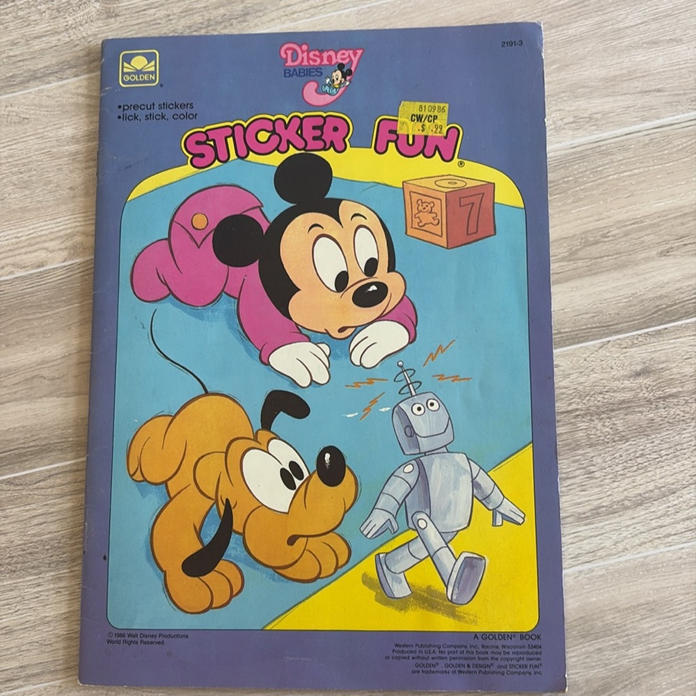 1986 A Golden Book Disney Babies Sticker Fun